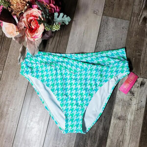 NWT Juniors' Ninety-Nine° High-Waist Cheeky Swim Bottoms Houndstooth Size XXL